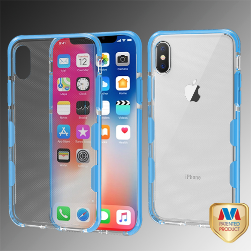 Picture of MyBat Bumper Guard Candy Skin Cover for Apple iPhone XS/X - Transparent Clear / Blue