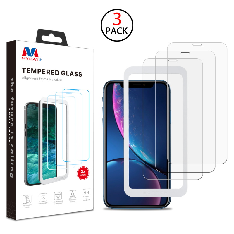 Picture of MyBat (3 Pack)Tempered Glass Screen Protector with Installation Frame for Apple iPhone XR / 11 - Clear