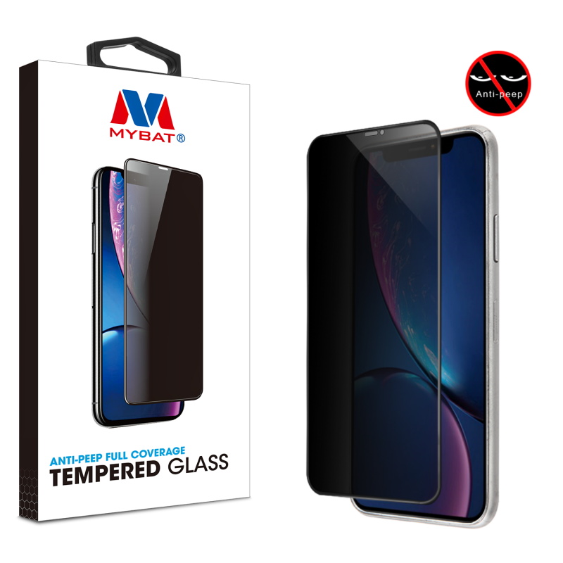 Picture of MyBat Anti-peep Full Coverage Tempered Glass Screen Protector for Apple iPhone XR / 11 - Black