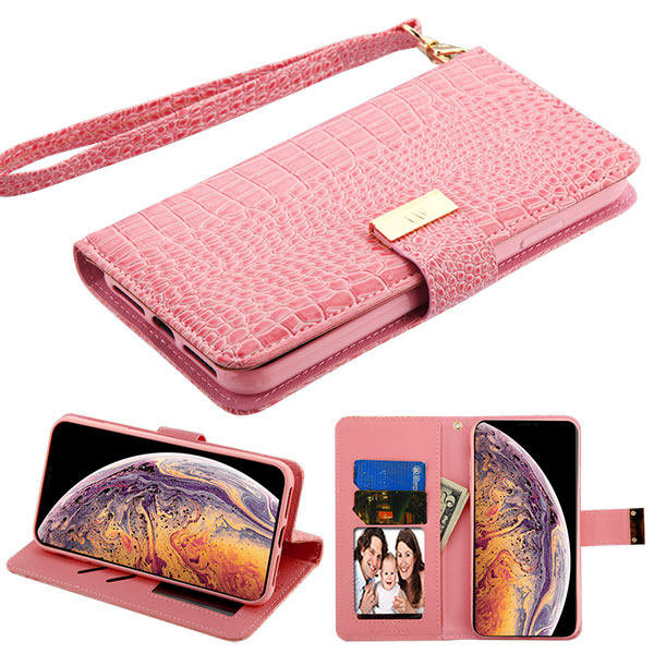 Picture of MyBat Crocodile - Embossed  MyJacket Wallet for Apple iPhone XS Max - Pink