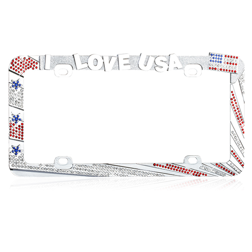 Picture of Valor Glamorous "I LOVE USA" Design with Contours of Red and White Crystals Design Metal Frame with Crystals