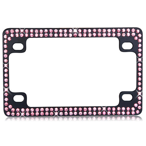 Picture of Valor Double Row Black Metal Motorcycle Frame with Pink Crystals