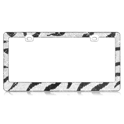 Picture of Valor Zebra Pattern with Shining Black and White Crystals Chrome Metal Frame