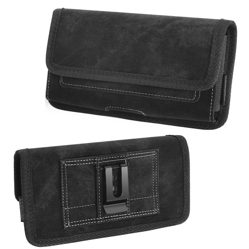 Picture of LUXMO LARGE SIZE HORIZONTAL UNIVERSAL SPECIAL FABRIC POUCH WITH DUAL CARD SLOTS - BLACK DENIM FABRIC