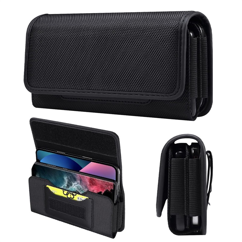 Picture of LUXMO Large Horizontal Universal Dual Phone Slot Nylon Pouch w/ Credit Card Slot - Black