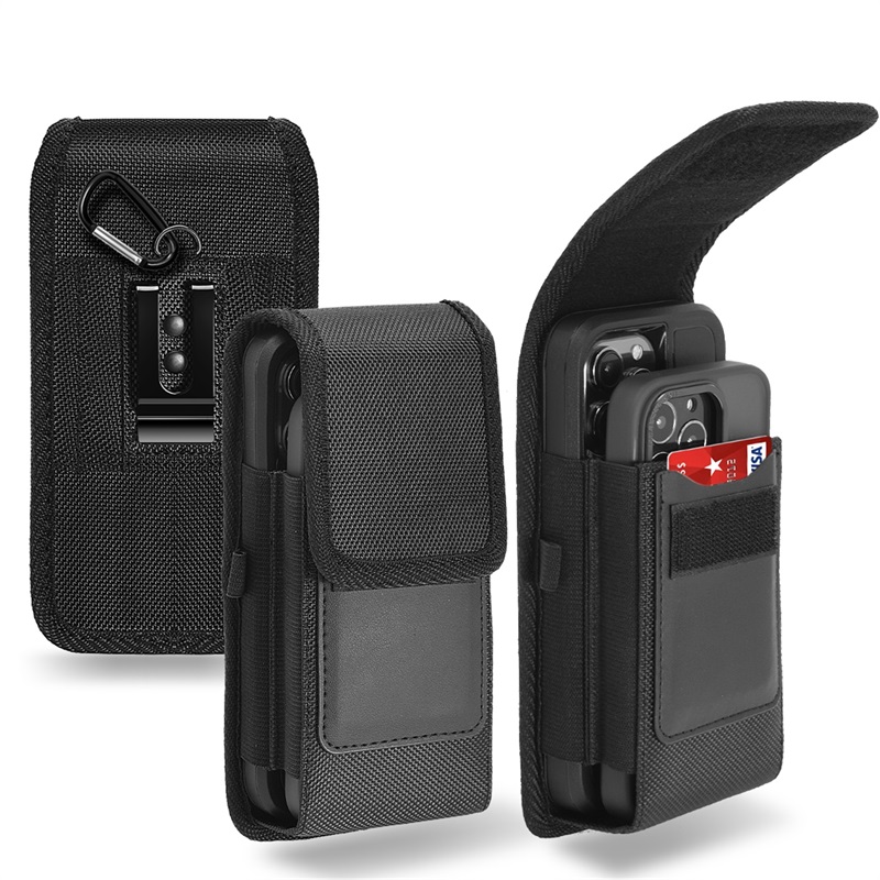 Picture of LUXMO Large Vertical Universal Dual Phone Slot Nylon Pouch w/ Credit Card Slot - Black