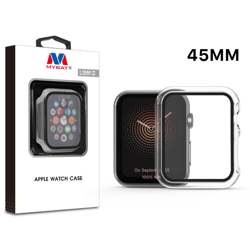 Picture of MyBat Fusion Protector Case (with Tempered Glass Screen Protector) for Apple Watch Series 7 45mm/Watch Series 9 45mm / Watch Series 8 45mm - Transparent Clear