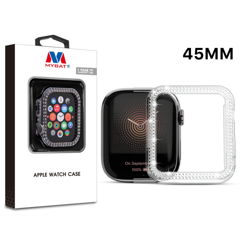 Picture of MyBat Apple Watch Case (with Diamonds) for Apple Watch Series 7 45mm/Watch Series 9 45mm / Watch Series 8 45mm - Transparent Clear