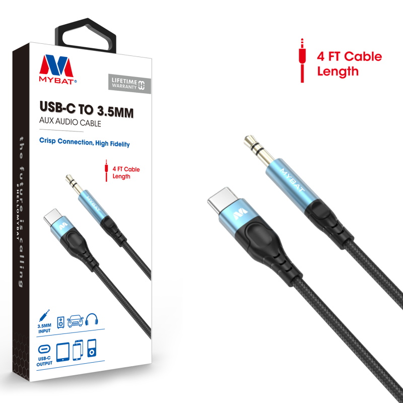 Picture of MyBat USB-C to 3.5mm Male Audio Cable (L=4 FT) - Black