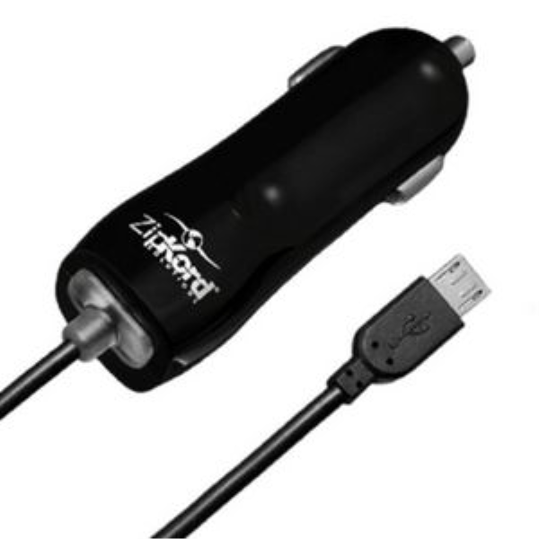 Picture of Zipkord Micro USB Car Charger w/ 5 Foot Cable - Black