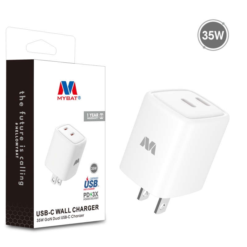 Picture of MyBat 35W GaN Dual USB-C Charger - White