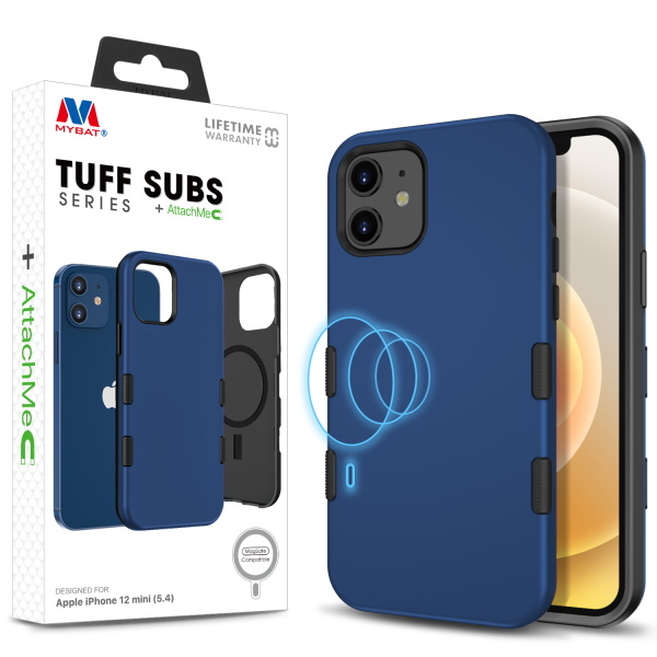 Picture of MyBat TUFF SUBS SERIES Case + AttachMe with MagSafe Compatible for Apple iPhone 12 mini (5.4) - Rubberized Navy Blue / Black