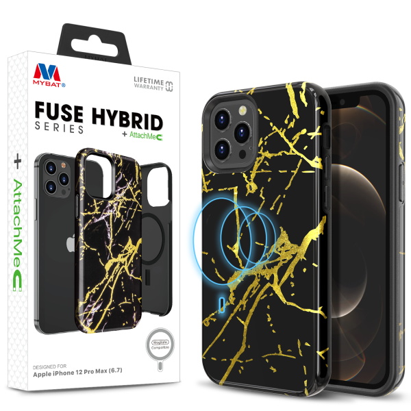 Picture of MyBat Fuse Series Case +AttachMe for Apple iPhone 12 Pro Max (6.7) - Black Marble