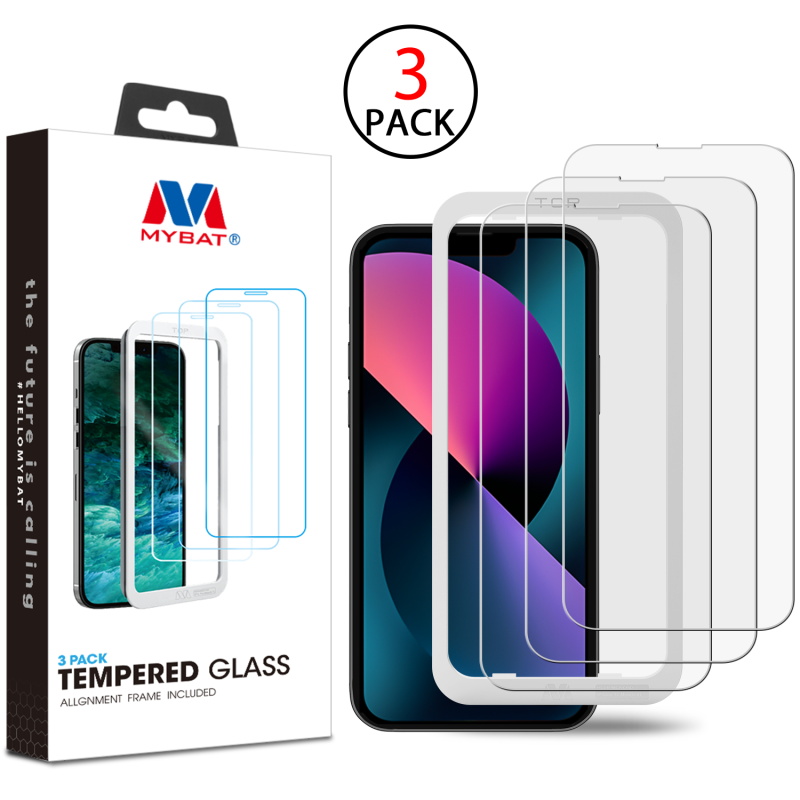 Picture of MyBat (3 Pack)Tempered Glass Screen Protector with Installation Frame for Apple iPhone 13 mini (5.4) - Clear