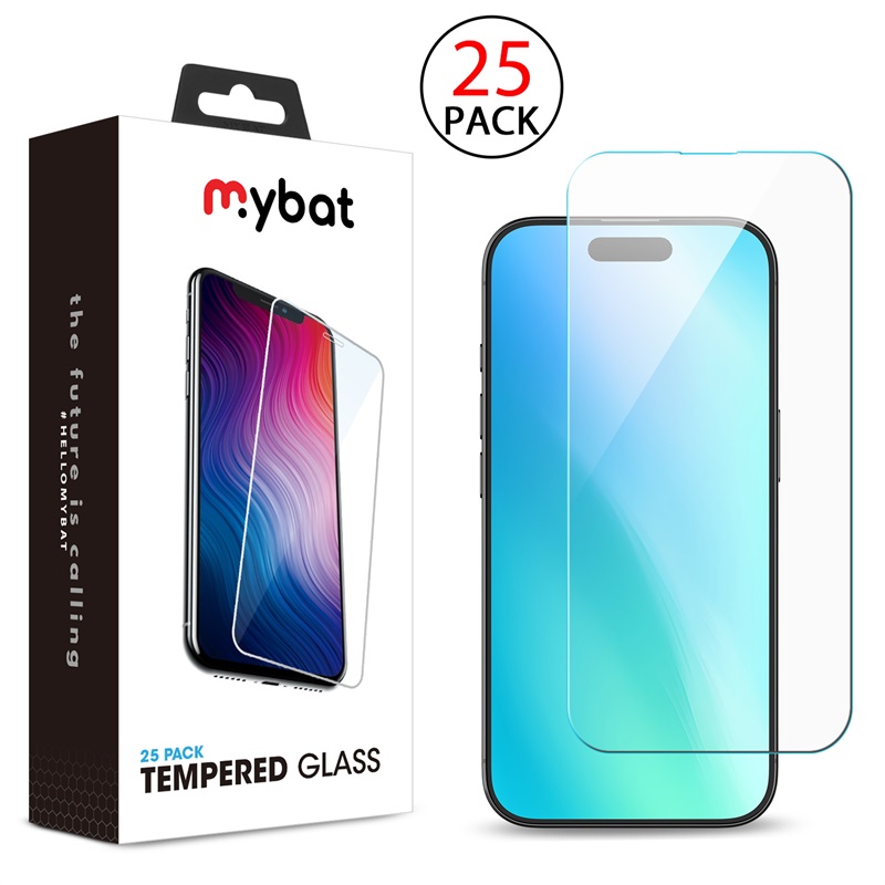 Picture of MyBat Tempered Glass Screen Protector (2.5D)(25-pack) for Apple iPhone 16 Plus - Clear