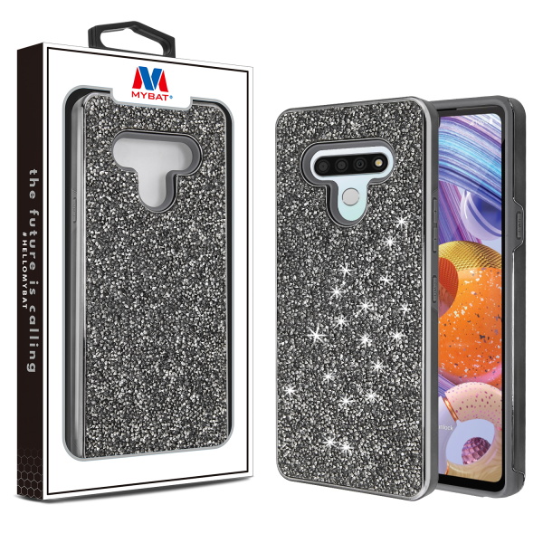 Picture of MyBat Encrusted Rhinestones Hybrid Case for Lg Stylo 6 - Electroplated Gun Metal / Iron Gray