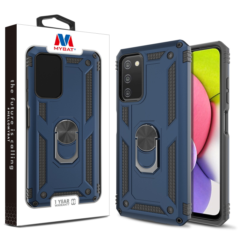 Picture of MyBat Anti-Drop Hybrid Protector Case (with Ring Stand) for Samsung Galaxy A037U / Galaxy A03s - Ink Blue / Black