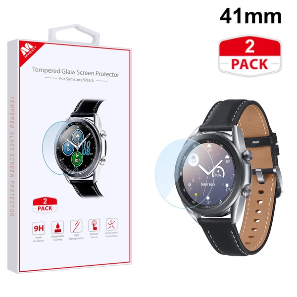 Picture of MyBat Tempered Glass Screen Protector (2.5D)(2-pack) for Samsung Galaxy Watch 3 (41mm) - Clear