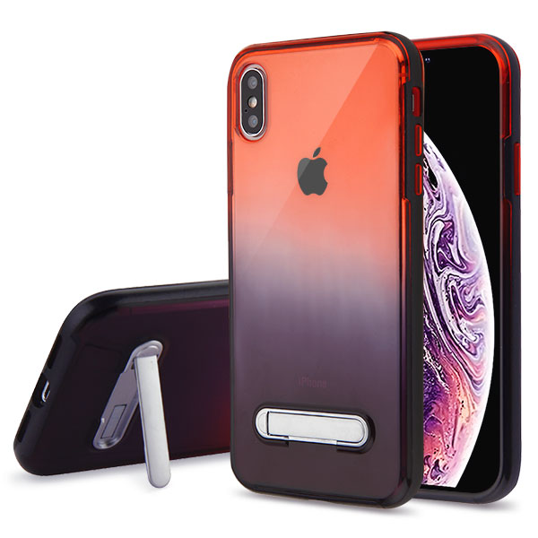 Picture of Airium and Black Hybrid Protector Cover (with Magnetic Metal Stand) for Apple iPhone XS Max - Black / Red