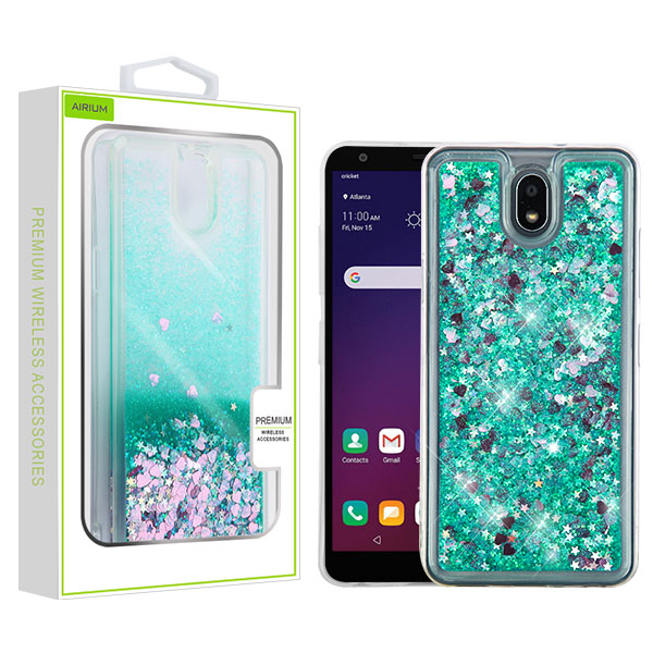 Picture of Airium Quicksand Glitter Hybrid Protector Cover for Lg X320 (Escape Plus)/Tribute Royal / K30 2019 - Hearts & Green