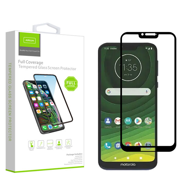 Picture of Airium Full Coverage Tempered Glass Screen Protector for Motorola Moto G7 Power / Moto G7 Supra - Black