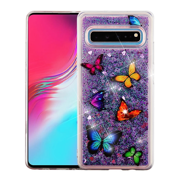 Picture of Airium Glitter Hybrid Protector Cover for Samsung Galaxy S10 5G - Butterfly Dancing & Purple Quicksand (Hearts)