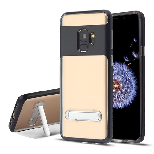 Picture of Airium Hybrid Protector Cover (with Magnetic Metal Stand) for Samsung Galaxy S9 - Black / Transparent Clear