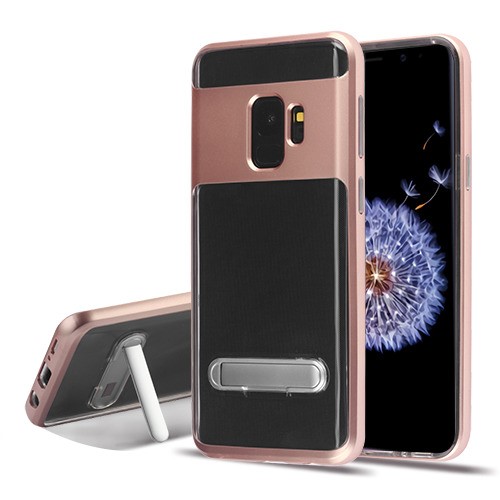 Picture of Airium Hybrid Protector Cover (with Magnetic Metal Stand) for Samsung Galaxy S9 - Rose Gold / Transparent Clear