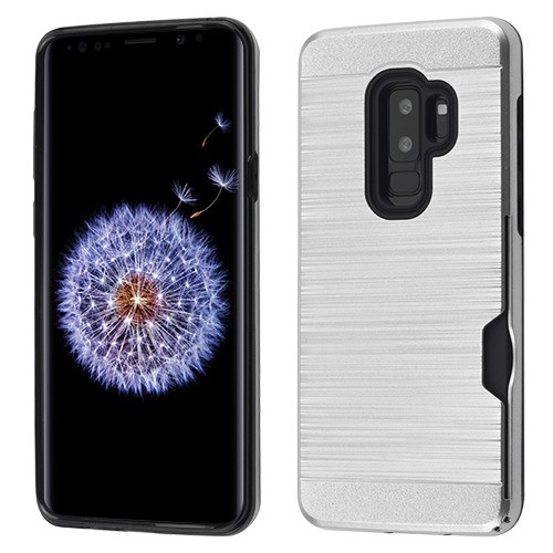 Picture of Airium Brushed Hybrid Protector Cover(with Card Wallet) for Samsung Galaxy S9 Plus - Silver / Black