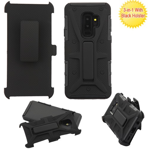 Picture of Airium Advanced Armor Stand Protector Cover Combo (with Black Holster) for Samsung Galaxy S9 Plus - Black / Black