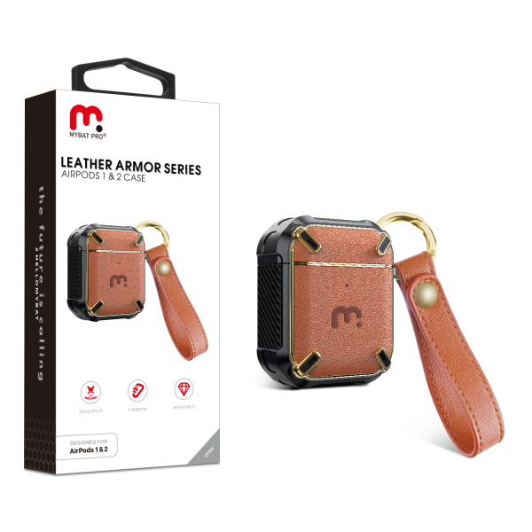 Picture of MyBat Pro Leather Armor Series Case for Apple AirPods Gen 1 and Gen 2 - Brown