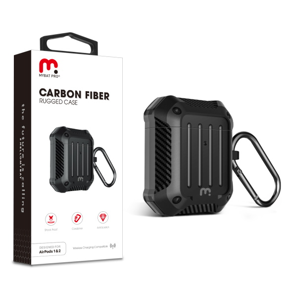 Picture of MyBat Pro Carbon Fiber Series Case for Apple AirPods Gen 1 and Gen 2 - Black