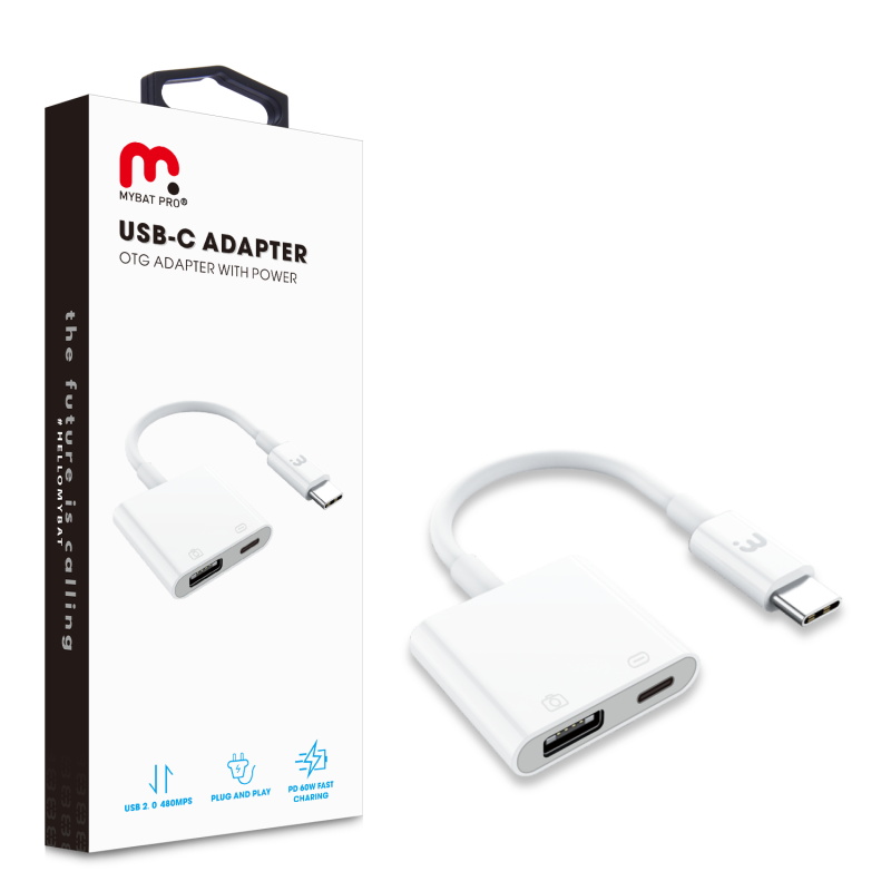 Picture of MyBat Pro USB-C OTG Adapter with Power - White