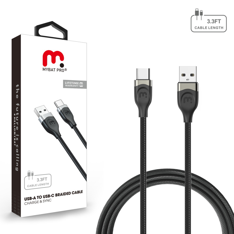 Picture of MyBat Pro USB-A to USB-C Braided Cable (L=3 FT) - Black