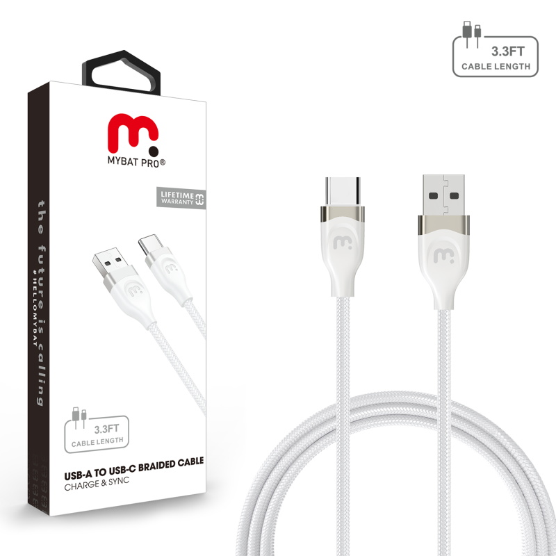 Picture of MyBat Pro USB-A to USB-C Braided Cable (L=3 FT) - White