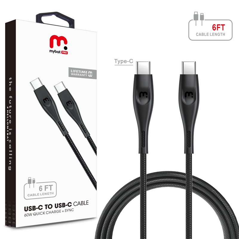 Picture of MyBat Pro Type-C to Type-C Quick Charging Cable 6 FT - Black