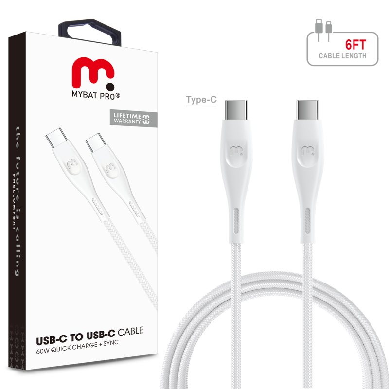 Picture of MyBat Pro Type-C to Type-C Quick Charging Cable 6 FT - White