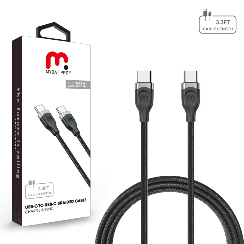 Picture of MyBat Pro USB-C to USB-C Braided Cable (L=3 FT) - Black