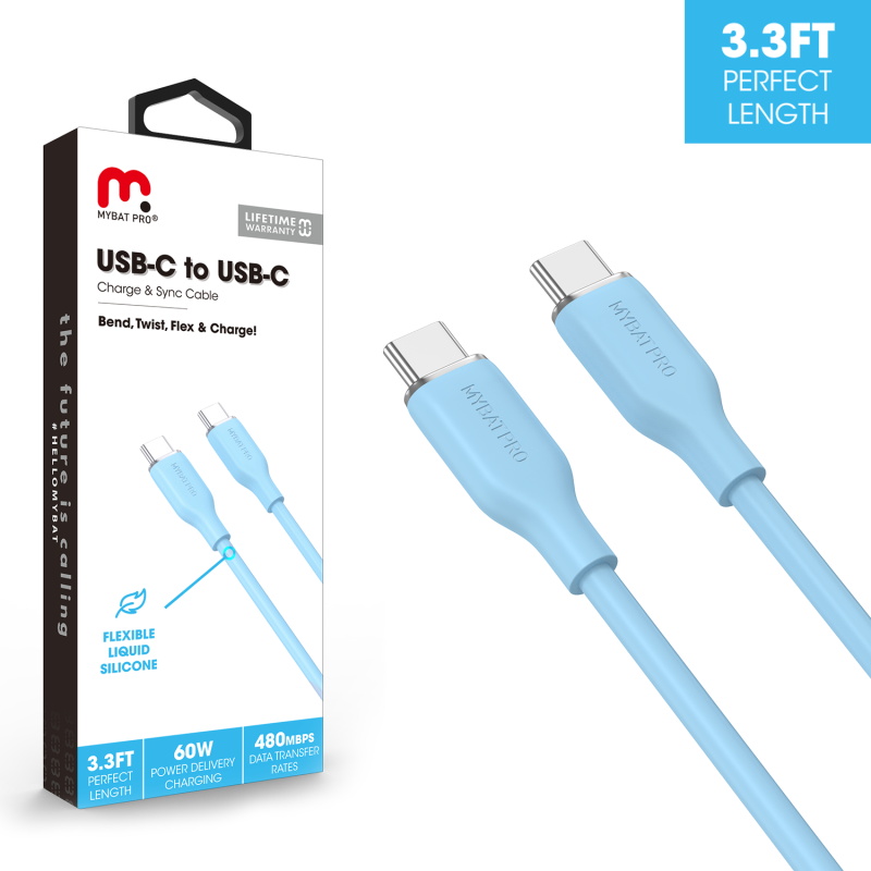 Picture of MyBat Pro USB-C to USB-C Liquid Silicone Cable (L=3 FT) - Blue