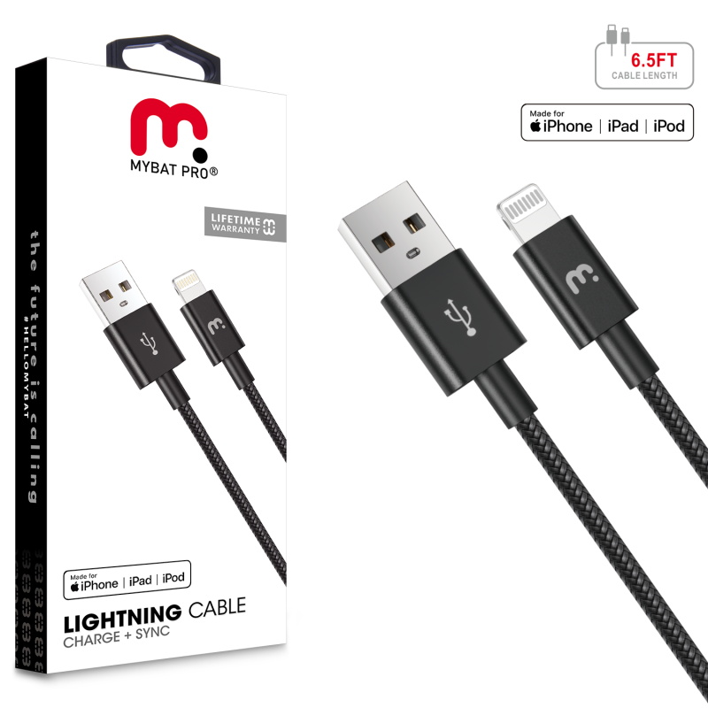 Picture of MyBat Pro MFi Lightning Sync Cable 6.5 FT - Black