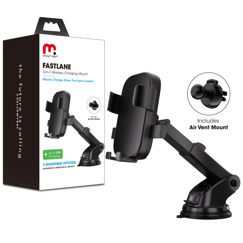 Picture of MyBat Pro Wireless Car Charger(Air Vent & Dashboard Mount) - Black