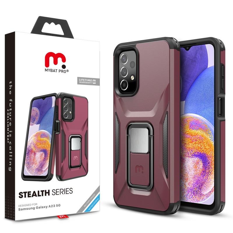 Picture of MyBat Pro Antimicrobial Stealth Series (with Stand) for Samsung Galaxy A23 5G - Plum / Black