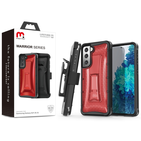 Picture of MyBat Pro Warrior Series Case for Samsung Galaxy S21 - Red