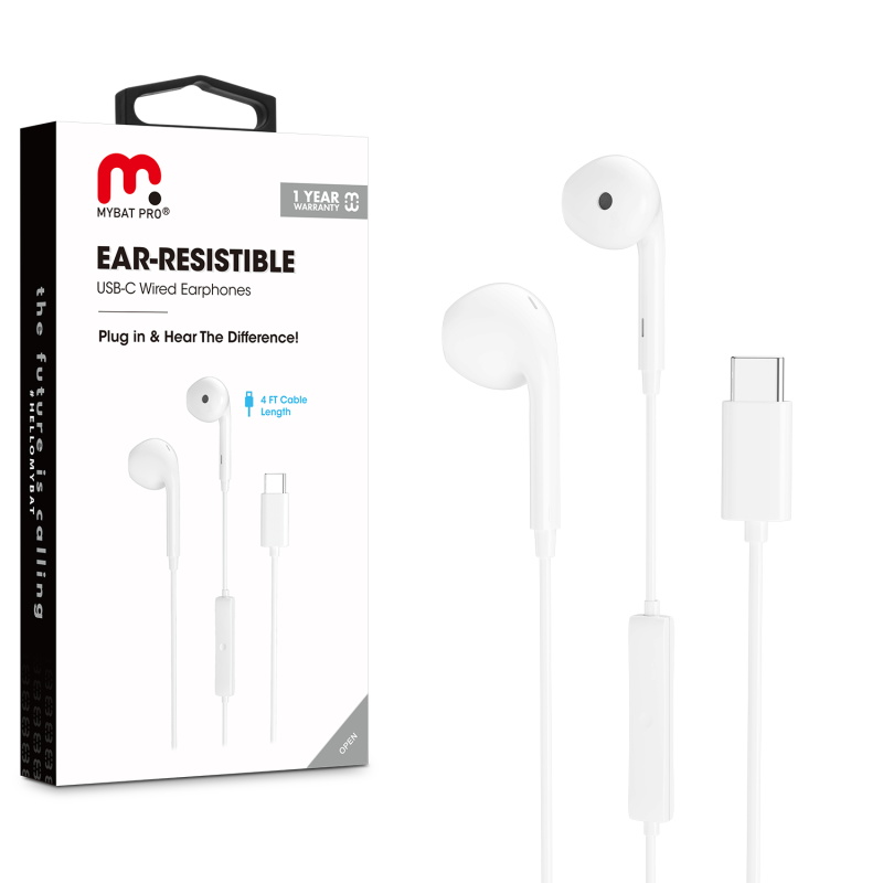 Picture of MyBat Pro Wired Stereo Handsfree w/ USB-C Mic - White