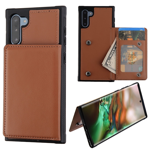 Picture of MyBat Flip Wallet Executive Protector Cover(TPU Case with Snap Fasteners) for Samsung Galaxy Note 10 (6.3) - Brown