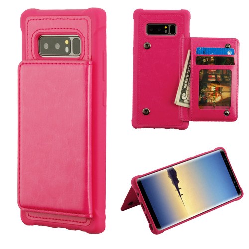 Picture of MyBat Flip Wallet Executive Protector Cover(TPU Case with Snap Fasteners) for Samsung Galaxy Note 8 - Hot Pink