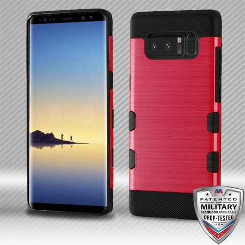 Picture of MyBat Brushed TUFF Trooper Hybrid Protector Cover [Military-Grade Certified] for Samsung Galaxy Note 8 - Red / Black