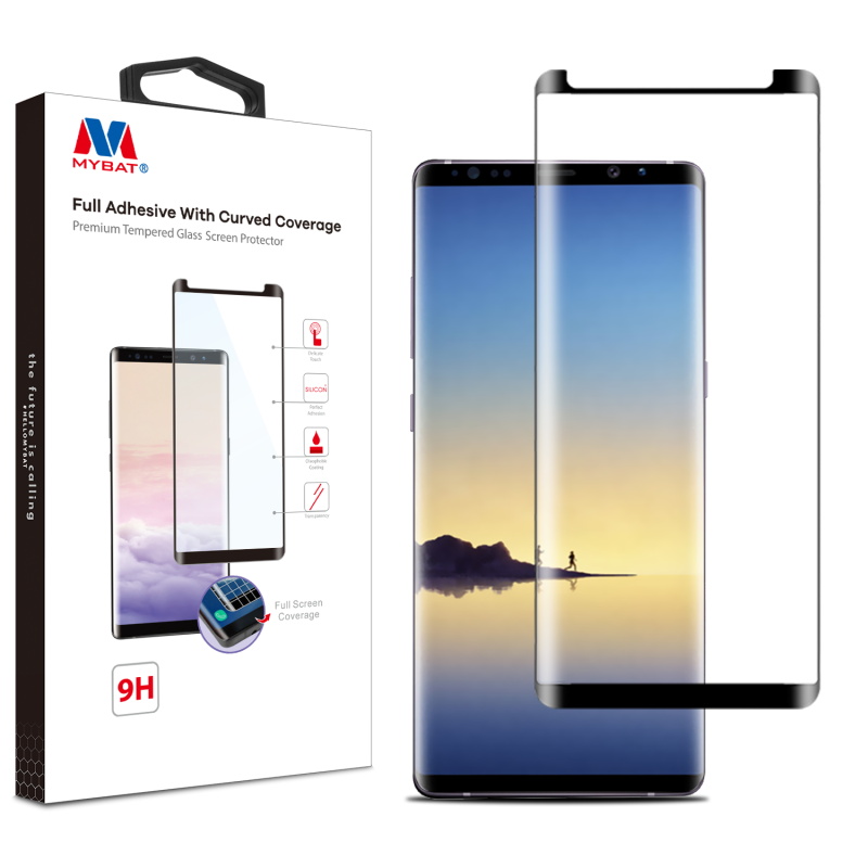 Picture of MyBat Full Adhesive with Curved Coverage Premium Tempered Glass Screen Protector for Samsung Galaxy Note 8 - Black