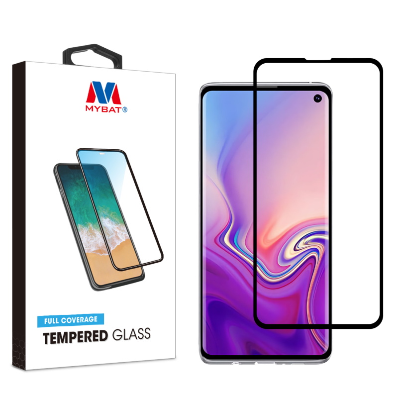 Picture of MyBat Full Coverage Tempered Glass Screen Protector for Samsung Galaxy S10E - Black