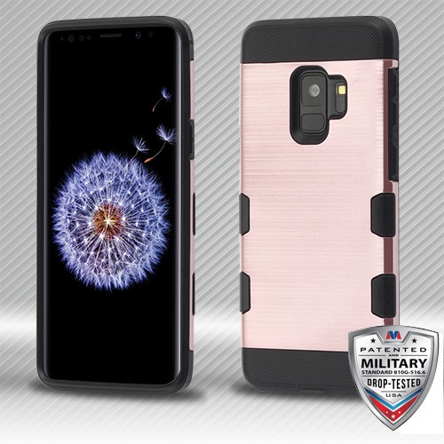 Picture of MyBat Brushed TUFF Trooper Hybrid Protector Cover [Military-Grade Certified] for Samsung Galaxy S9 - Rose Gold / Black